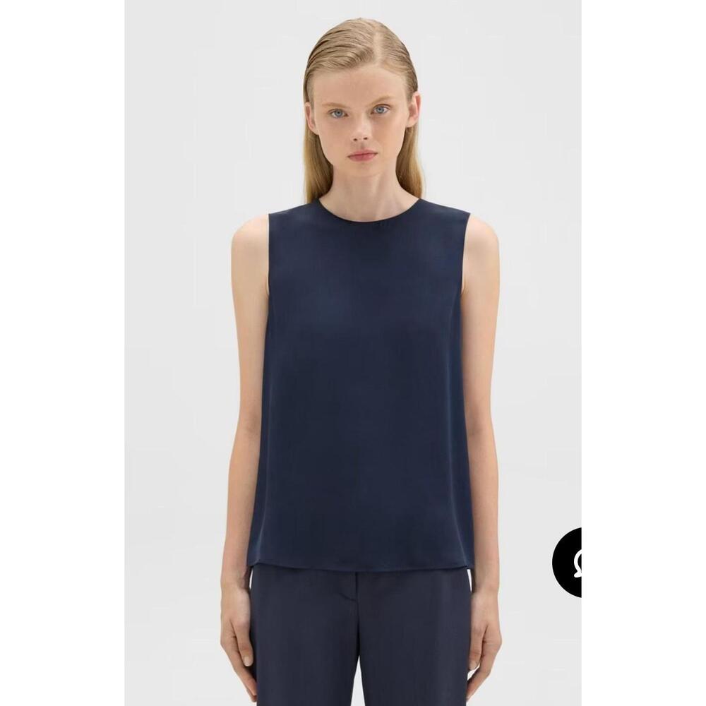 THEORY NWOT Women’s Shell A_Edition In Nocturne Navy - Size Medium